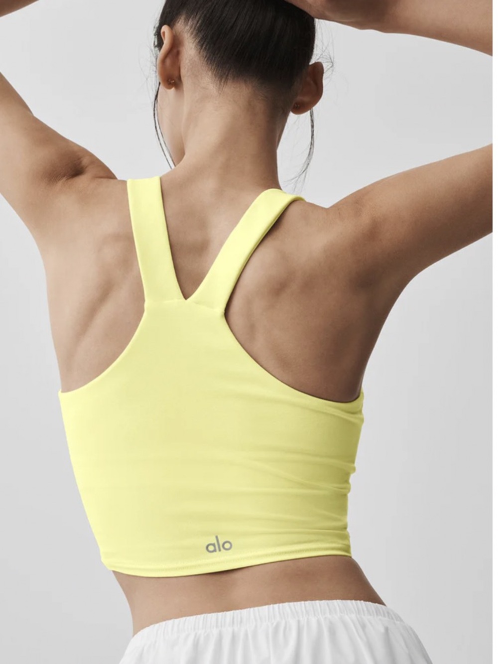 ALO Yoga Airbrush Real Tank Lemon Yellow Racerback Tank Top - Picture 2 of 10